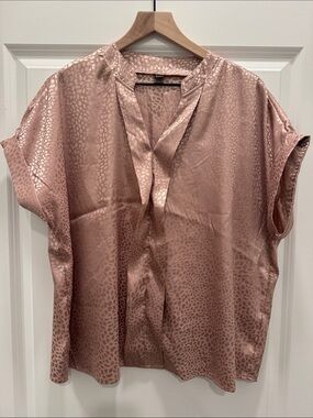 SHEIN Satin V-Neck Blouse in Rose